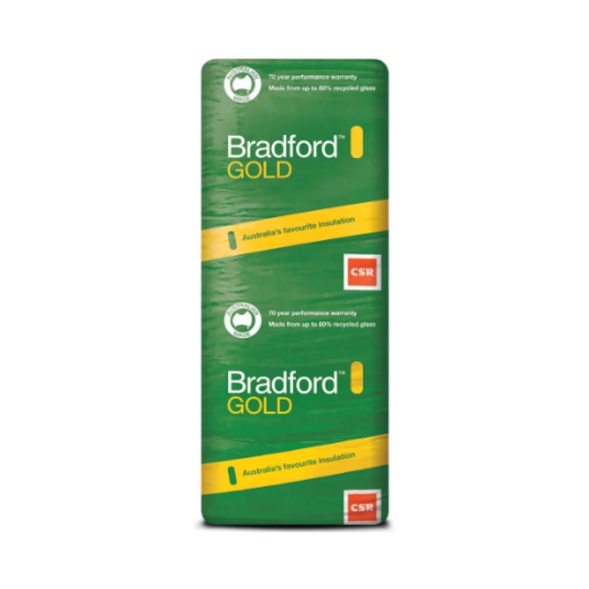 Bradford Gold batt insulation product packaging by CSR
